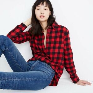 MADEWELL buffalo check 
FLANNEL POPOVER SHIRT Relaxed Top size S